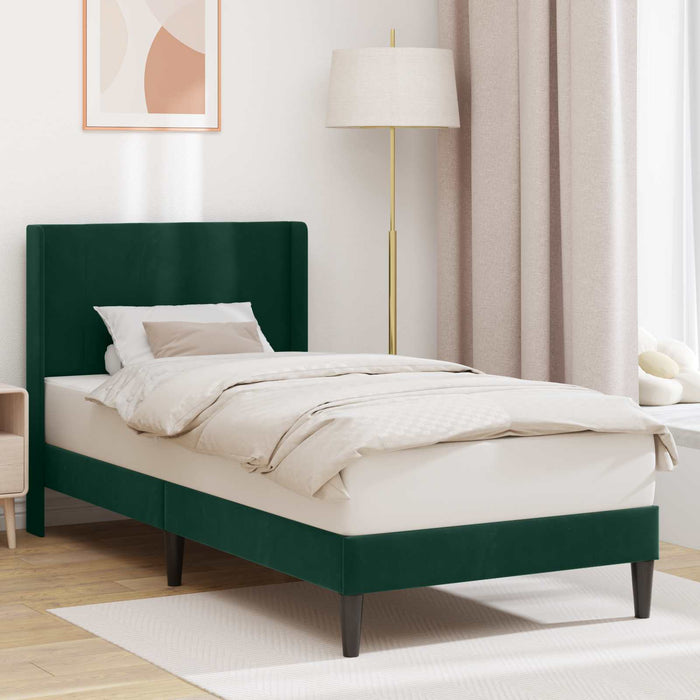 Cadru de pat cu headboard Verde închis 100 x 200 cm Catifea - WALTI WALTI