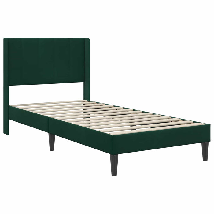 Cadru de pat cu headboard Verde închis 100 x 200 cm Catifea - WALTI WALTI