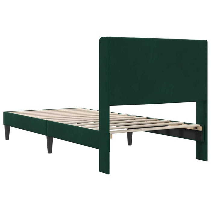 Cadru de pat cu headboard Verde închis 100 x 200 cm Catifea - WALTI WALTI