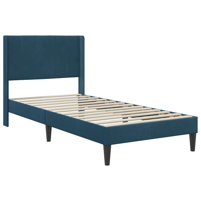 Cadru de pat cu headboard albastru 100 x 200 cm Catifea - WALTI WALTI