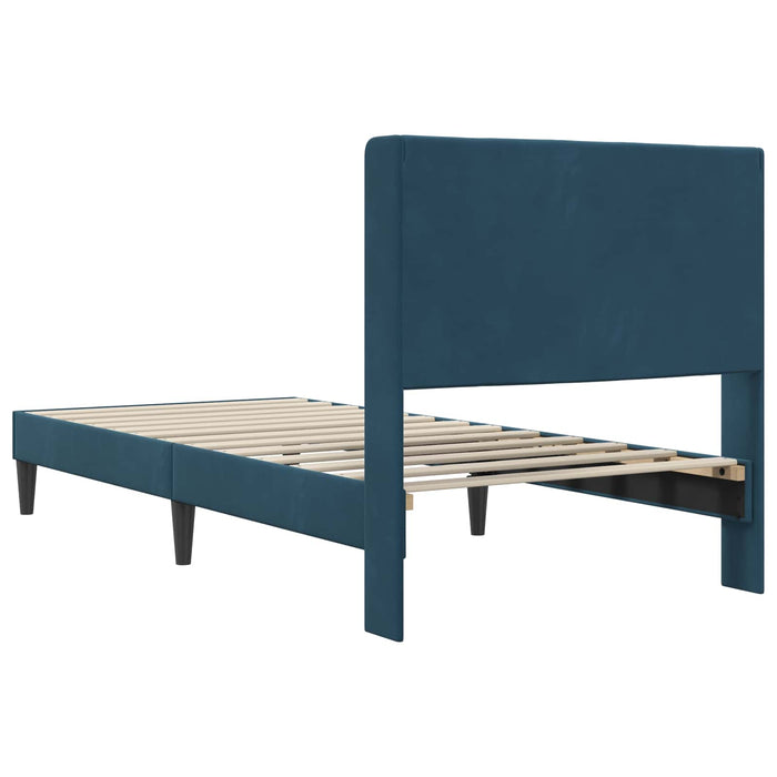 Cadru de pat cu headboard albastru 100 x 200 cm Catifea - WALTI WALTI