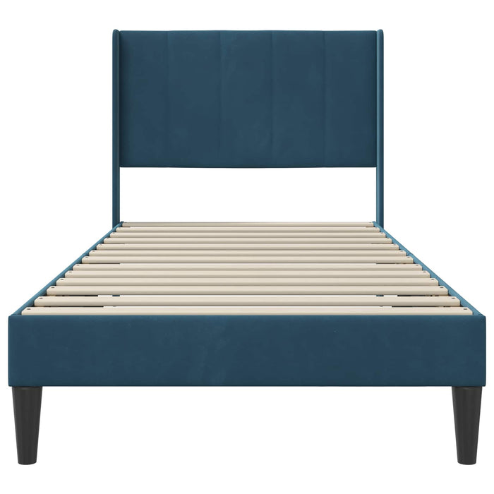 Cadru de pat cu headboard albastru 100 x 200 cm Catifea - WALTI WALTI