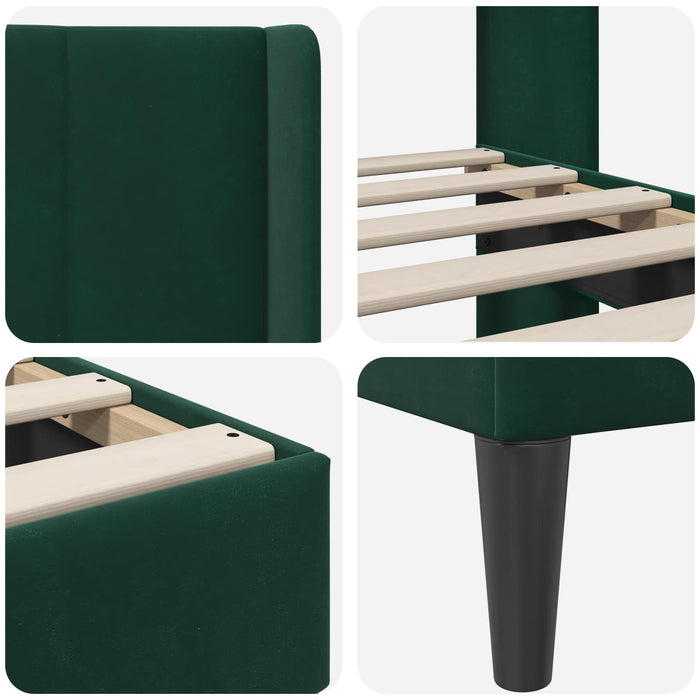 Cadru de pat cu headboard Verde închis 140 x 190 cm Catifea WALTI