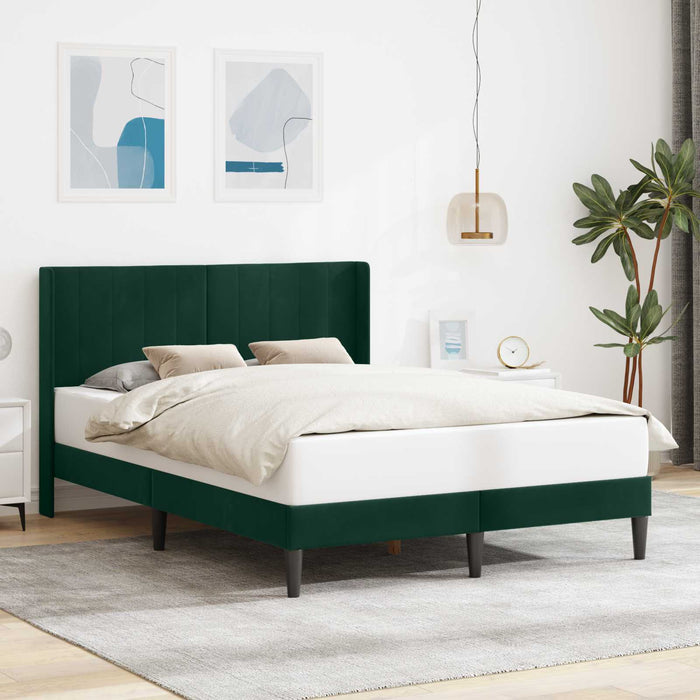 Cadru de pat cu headboard Verde închis 140 x 190 cm Catifea WALTI