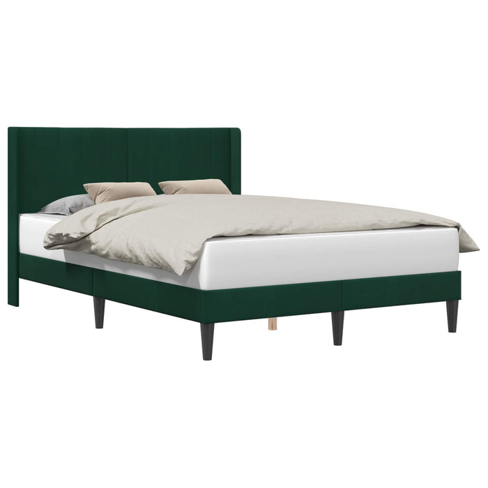 Cadru de pat cu headboard Verde închis 140 x 190 cm Catifea WALTI