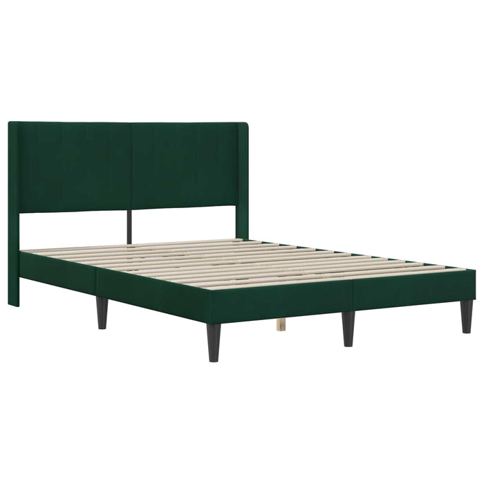 Cadru de pat cu headboard Verde închis 140 x 190 cm Catifea WALTI
