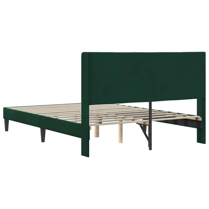 Cadru de pat cu headboard Verde închis 140 x 190 cm Catifea WALTI