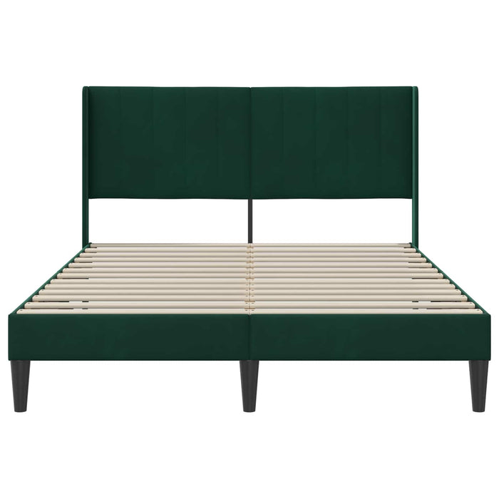 Cadru de pat cu headboard Verde închis 140 x 190 cm Catifea WALTI