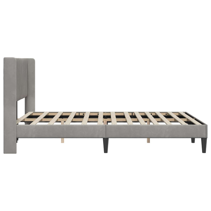 Cadru de pat cu headboard Gri deschis 140 x 200 cm Catifea WALTI