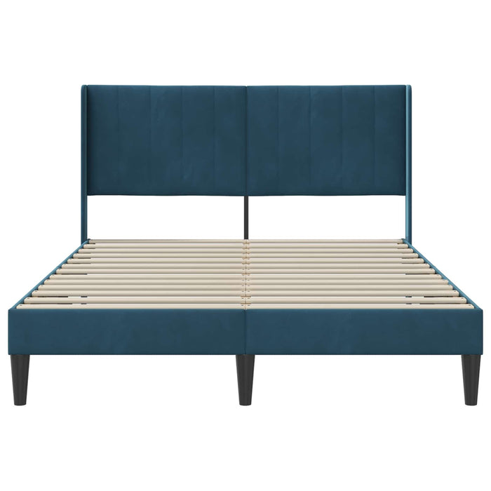 Cadru de pat cu headboard albastru 140 x 200 cm Catifea WALTI