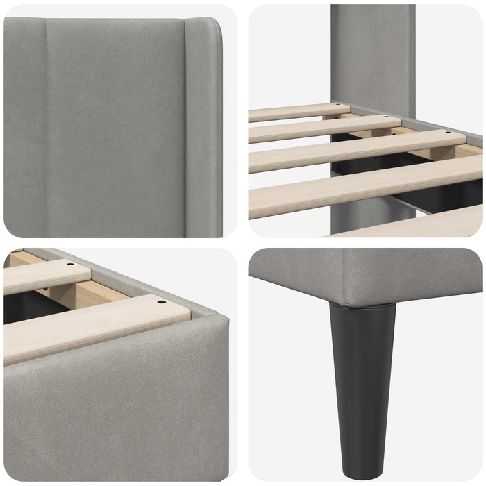 Cadru de pat cu headboard Gri deschis 160 x 200 cm Catifea WALTI