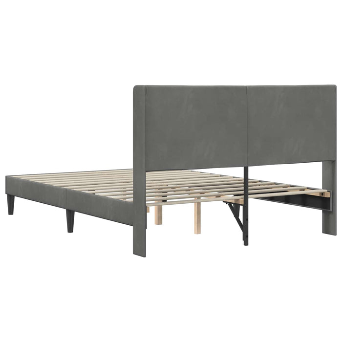 Cadru de pat cu headboard Gri închis 160 x 200 cm Catifea - WALTI WALTI