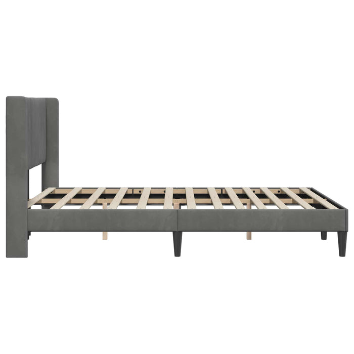 Cadru de pat cu headboard Gri închis 160 x 200 cm Catifea - WALTI WALTI