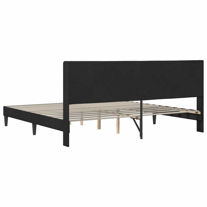 Cadru de pat cu headboard Negru 180 x 200 cm Catifea - WALTI WALTI