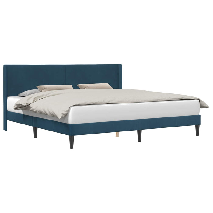 Cadru de pat cu headboard albastru 180 x 200 cm Catifea - WALTI WALTI