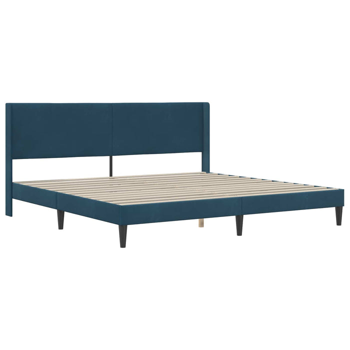 Cadru de pat cu headboard albastru 180 x 200 cm Catifea - WALTI WALTI