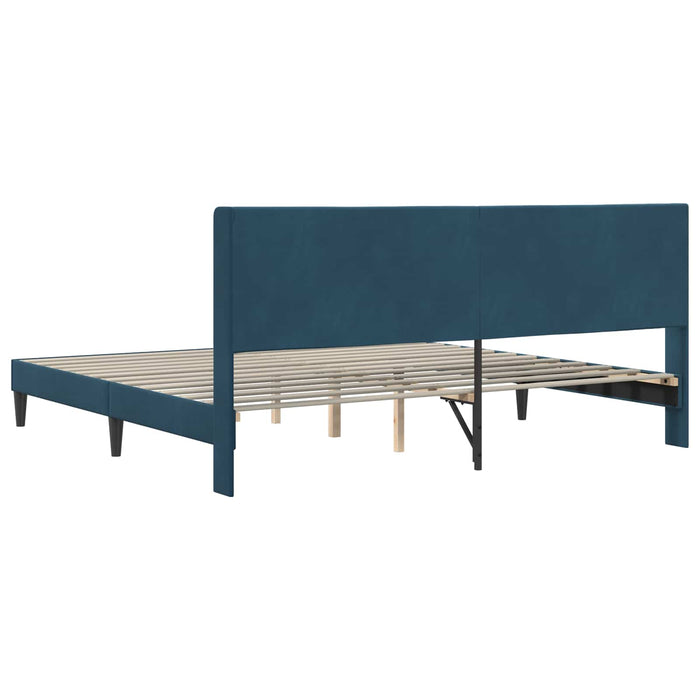 Cadru de pat cu headboard albastru 180 x 200 cm Catifea - WALTI WALTI