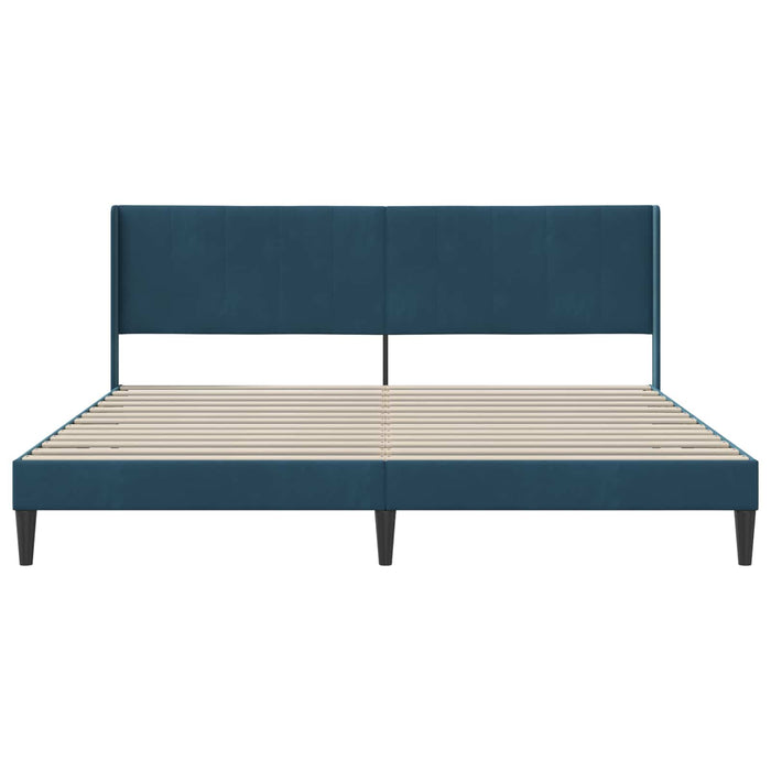 Cadru de pat cu headboard albastru 180 x 200 cm Catifea - WALTI WALTI