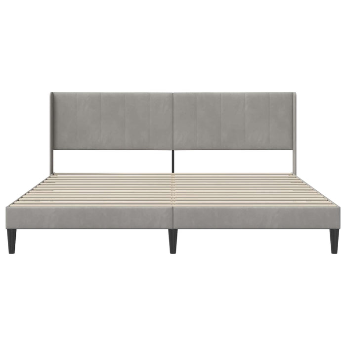 Cadru de pat cu headboard Gri deschis 200 x 200 cm Catifea - WALTI WALTI