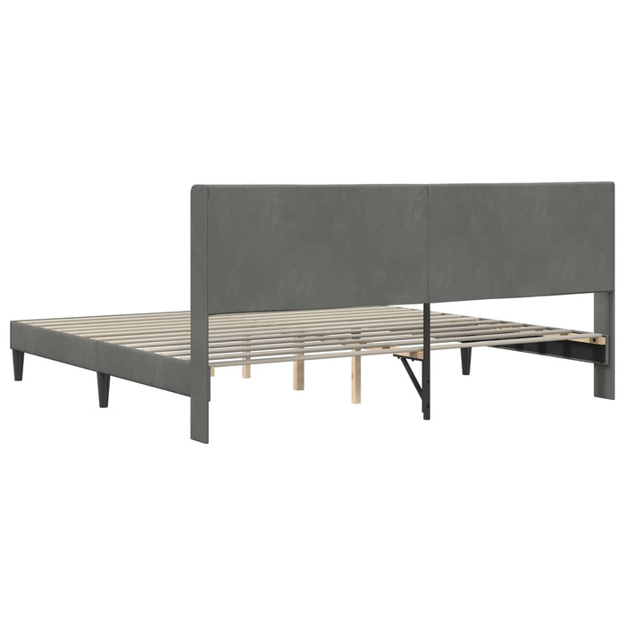 Cadru de pat cu headboard Gri închis 200 x 200 cm Catifea - WALTI WALTI