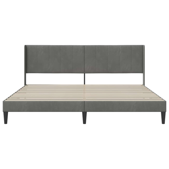 Cadru de pat cu headboard Gri închis 200 x 200 cm Catifea - WALTI WALTI