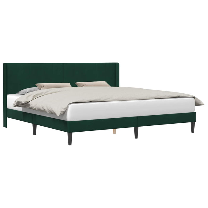 Cadru de pat cu headboard Verde închis 200 x 200 cm Catifea - WALTI WALTI