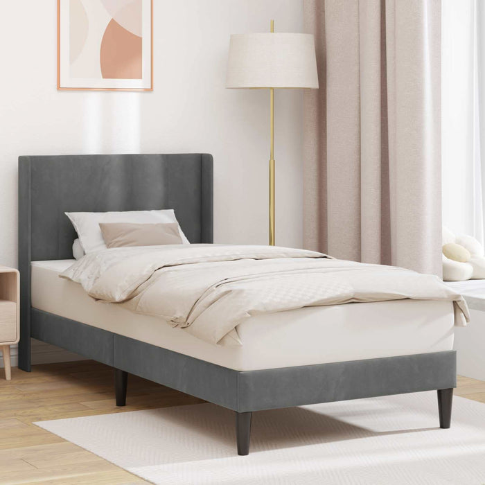 Cadru de pat cu headboard Gri închis 100 x 203 cm Catifea - WALTI WALTI