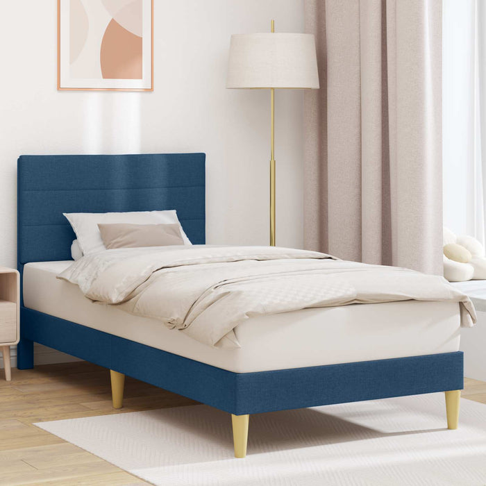 Cadru de pat cu headboard albastru 80 x 200 cm țesătură - WALTI WALTI