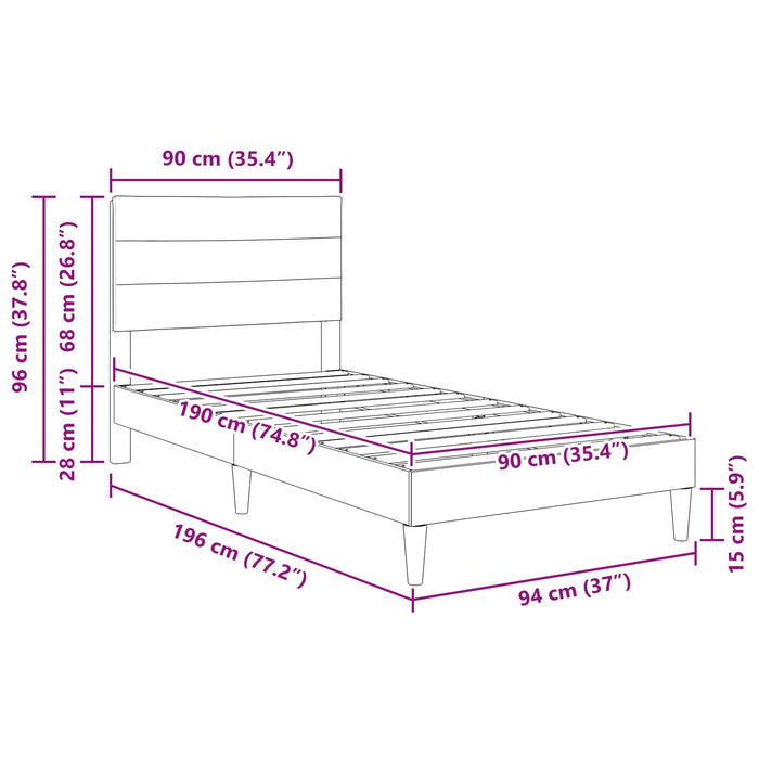 Cadru de pat cu headboard Negru 90 x 190 cm țesătură - WALTI WALTI