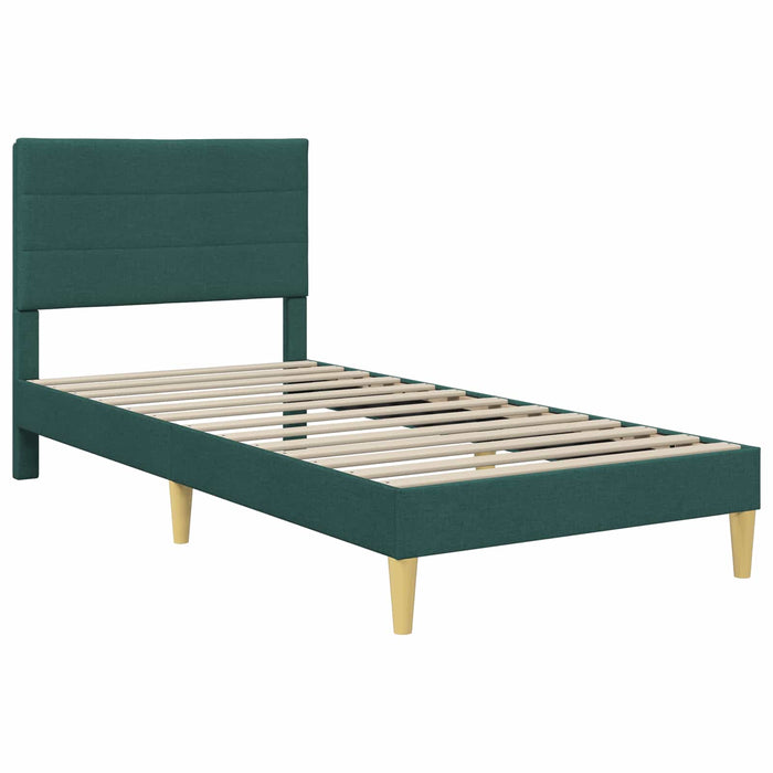 Cadru de pat cu headboard Verde închis 90 x 200 cm Țesătură - WALTI WALTI