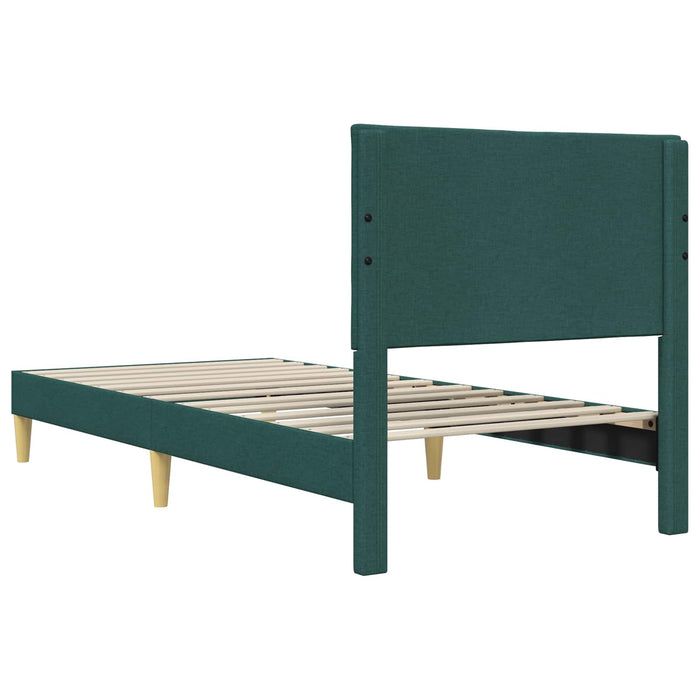 Cadru de pat cu headboard Verde închis 90 x 200 cm Țesătură - WALTI WALTI