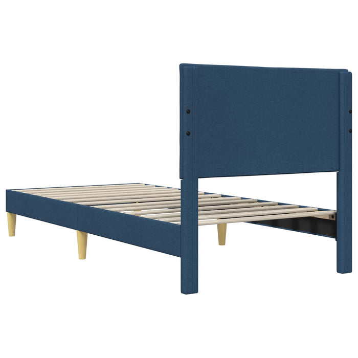 Cadru de pat cu headboard albastru 100 x 200 cm țesătură - WALTI WALTI