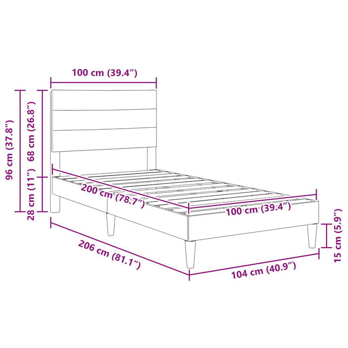 Cadru de pat cu headboard albastru 100 x 200 cm țesătură - WALTI WALTI