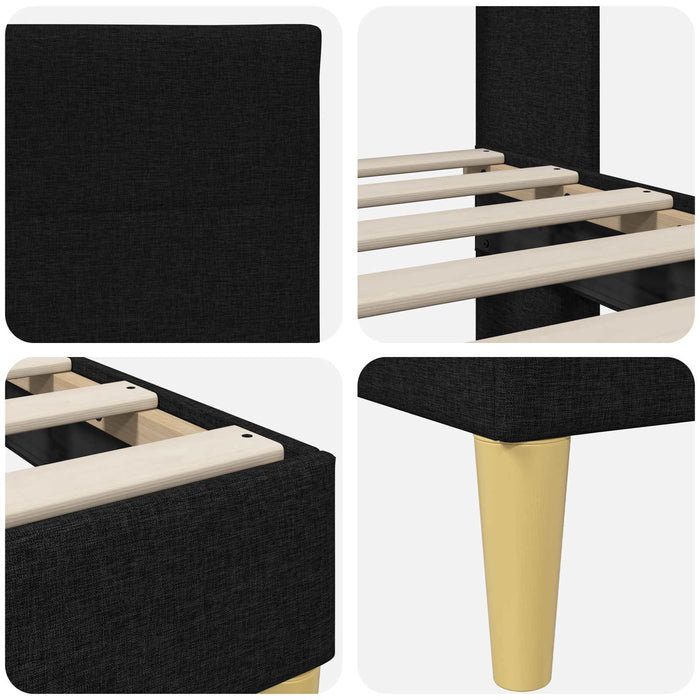 Cadru de pat cu headboard Negru 140 x 190 cm țesătură - WALTI WALTI