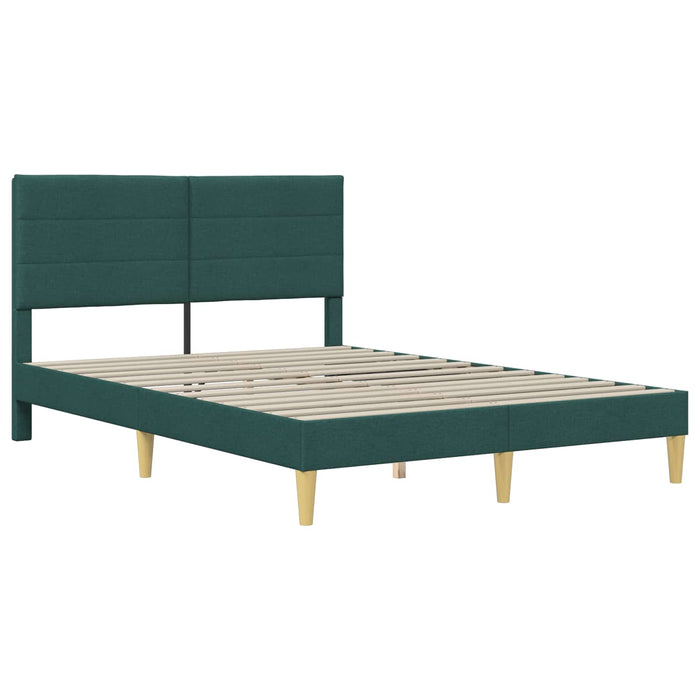 Cadru de pat cu headboard Verde închis 140 x 190 cm țesătură - WALTI WALTI