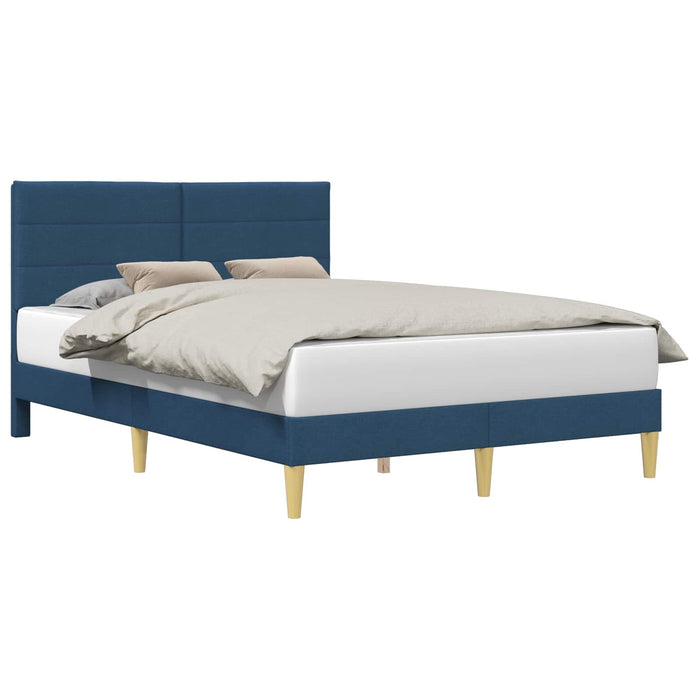 Cadru de pat cu headboard albastru 140 x 190 cm țesătură - WALTI WALTI