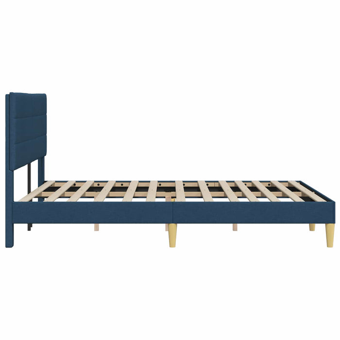 Cadru de pat cu headboard albastru 140 x 190 cm țesătură - WALTI WALTI