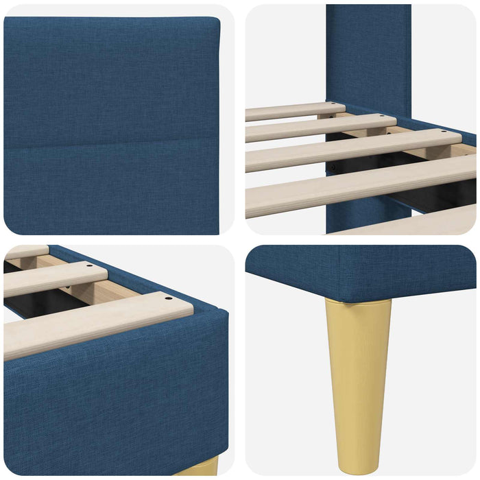 Cadru de pat cu headboard albastru 140 x 200 cm țesătură - WALTI WALTI
