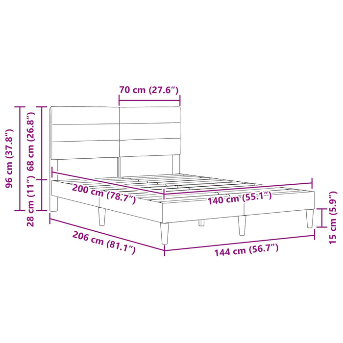 Cadru de pat cu headboard albastru 140 x 200 cm țesătură - WALTI WALTI