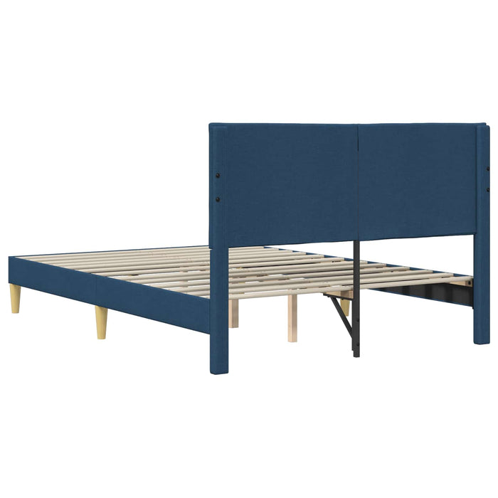 Cadru de pat cu headboard albastru 160 x 200 cm țesătură - WALTI WALTI