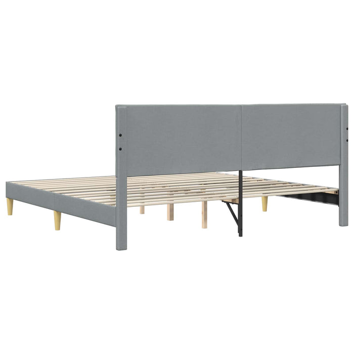 Cadru de pat cu headboard Gri deschis 200 x 200 cm țesătură - WALTI WALTI