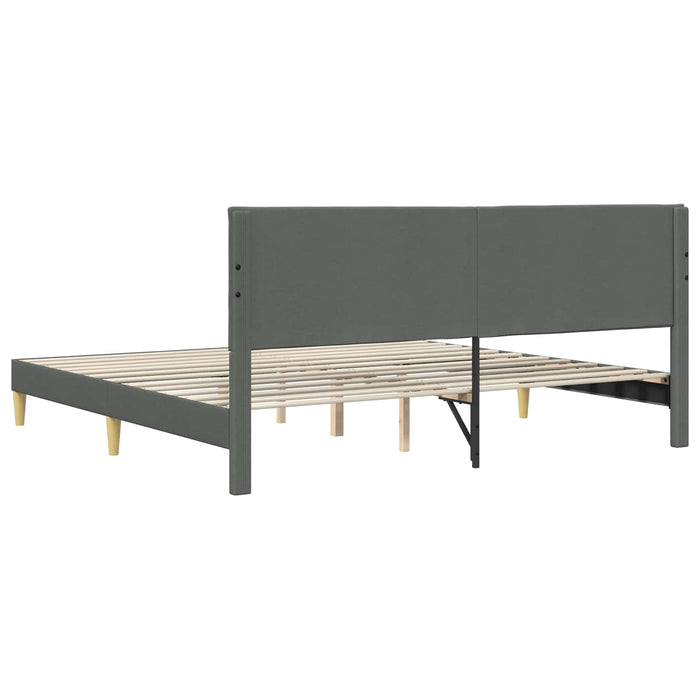 Cadru de pat cu headboard Gri închis 200 x 200 cm Țesătură - WALTI WALTI