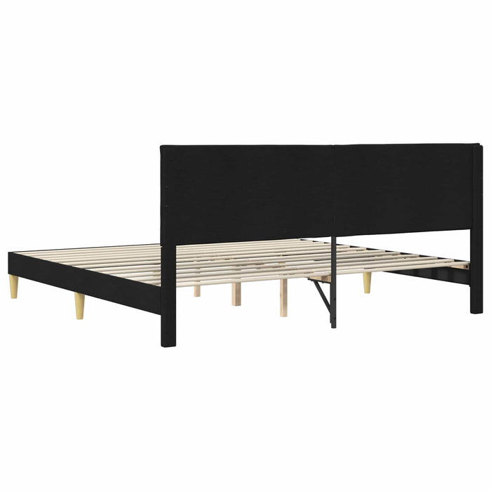 Cadru de pat cu headboard Negru 200 x 200 cm Țesătură - WALTI WALTI