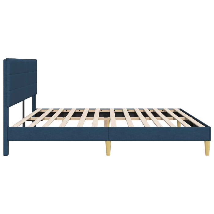 Cadru de pat cu headboard albastru 200 x 200 cm Țesătură - WALTI WALTI
