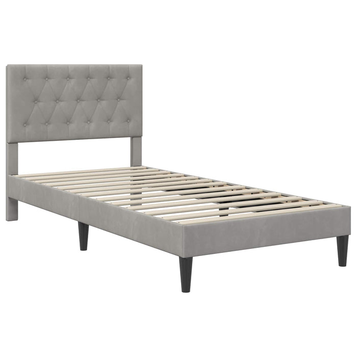 Cadru de pat cu headboard Gri deschis 90 x 190 cm Catifea - WALTI WALTI