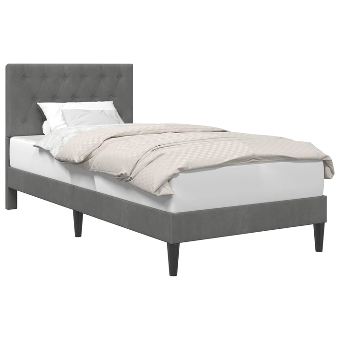 Cadru de pat cu headboard Gri închis 90 x 190 cm Catifea - WALTI WALTI