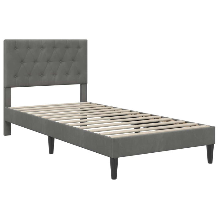 Cadru de pat cu headboard Gri închis 90 x 190 cm Catifea - WALTI WALTI
