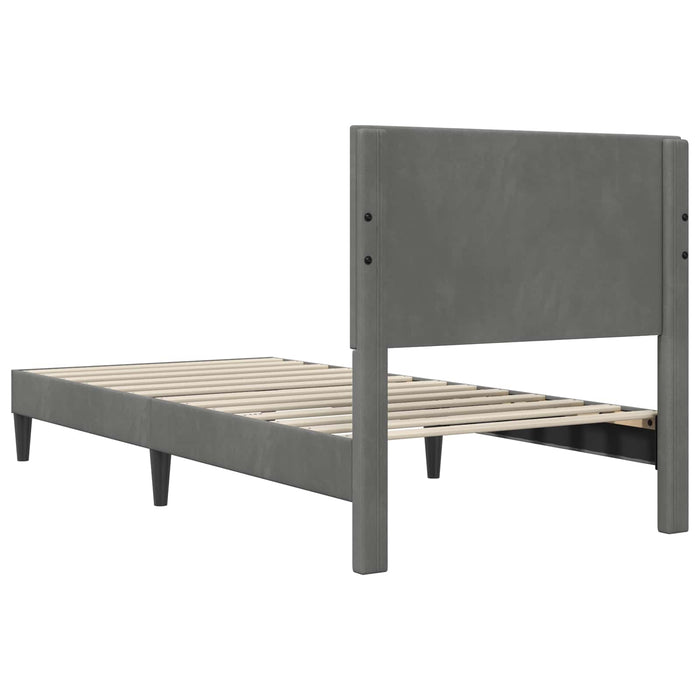 Cadru de pat cu headboard Gri închis 90 x 190 cm Catifea - WALTI WALTI
