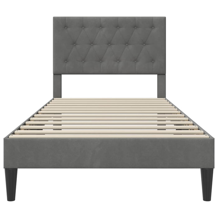 Cadru de pat cu headboard Gri închis 90 x 190 cm Catifea - WALTI WALTI