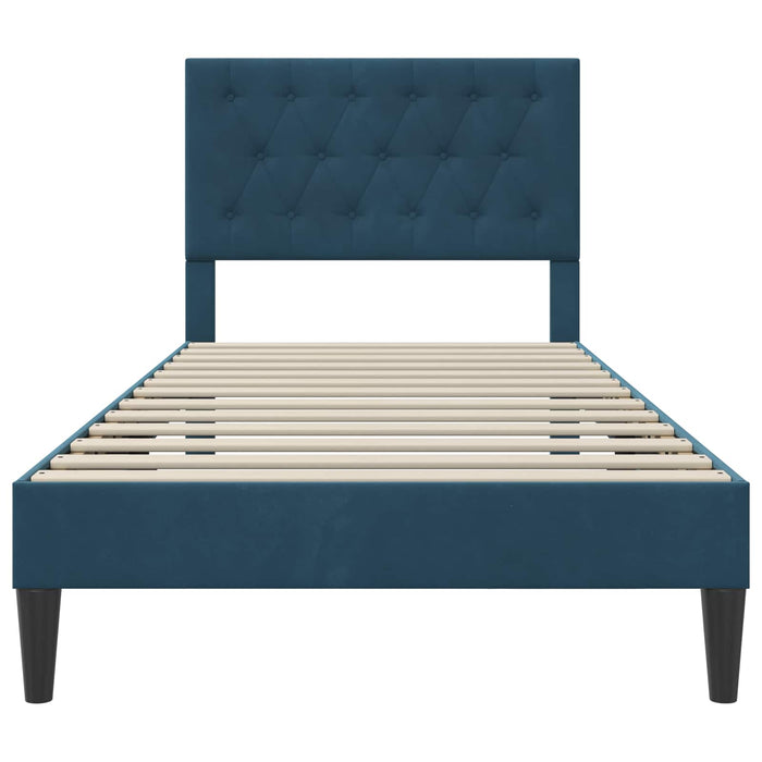 Cadru de pat cu headboard albastru 90 x 190 cm Catifea - WALTI WALTI